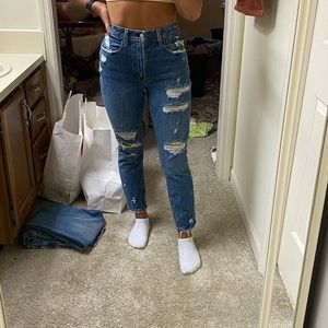 Abercrombie High Waist Straight Leg Distressed Curve Love Jeans size 26